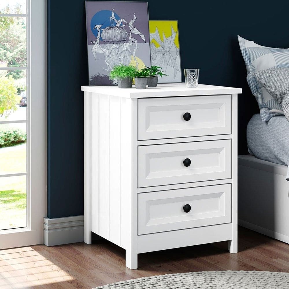 Mesa de Cabeceira 3 Gavetas Dm-111 Branco