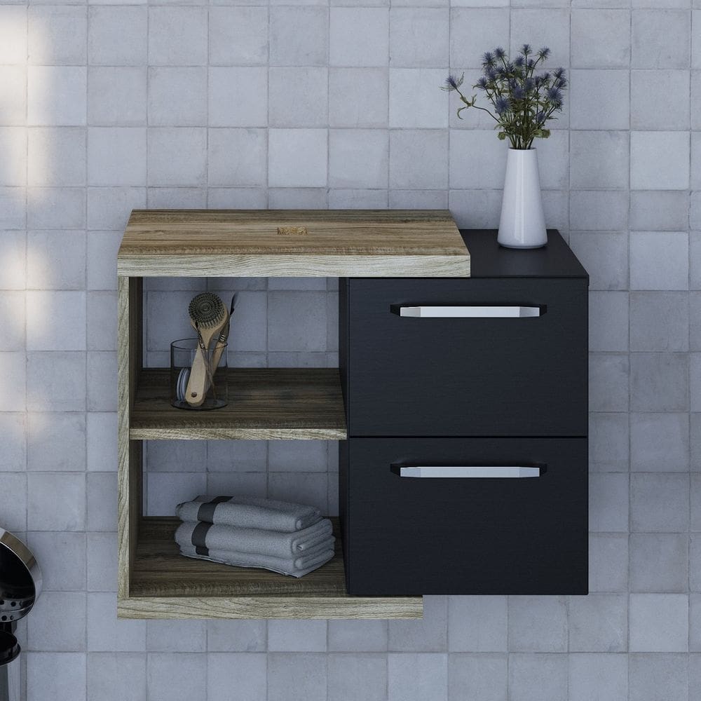 Armário Gabinete Nexus 65cm Contemporâneo Carvalho/Preto Ônix