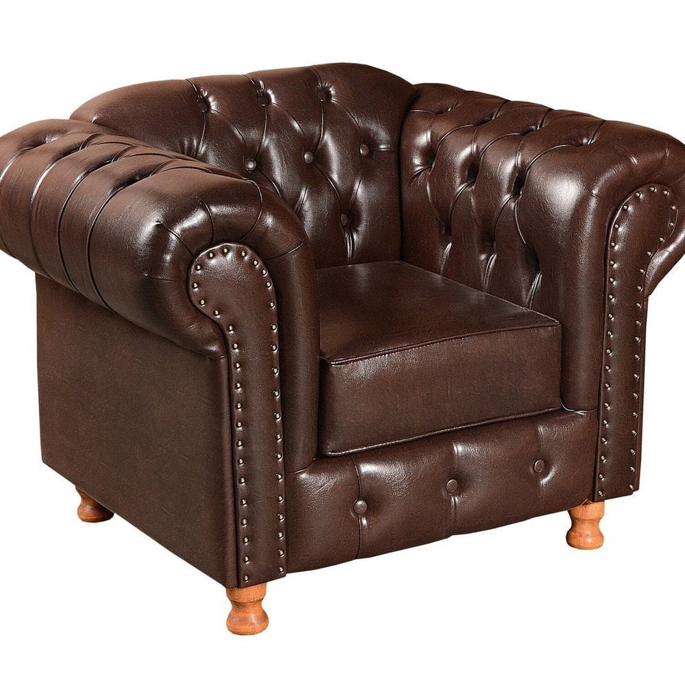 Poltrona Chesterfield Com Capitonê Luís XV Café