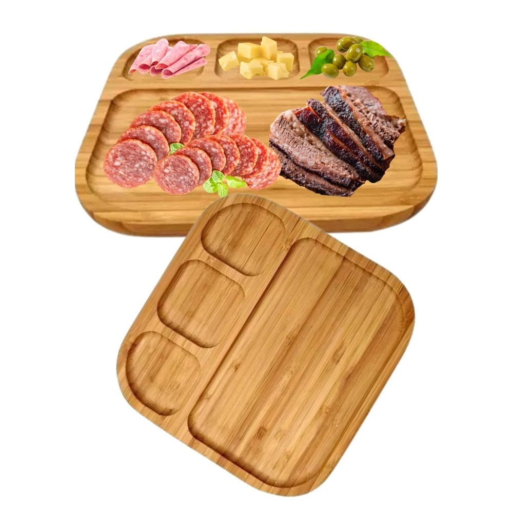 Kit 2 bandejas Petisqueiras frios churrasco Bambu alta resistencia