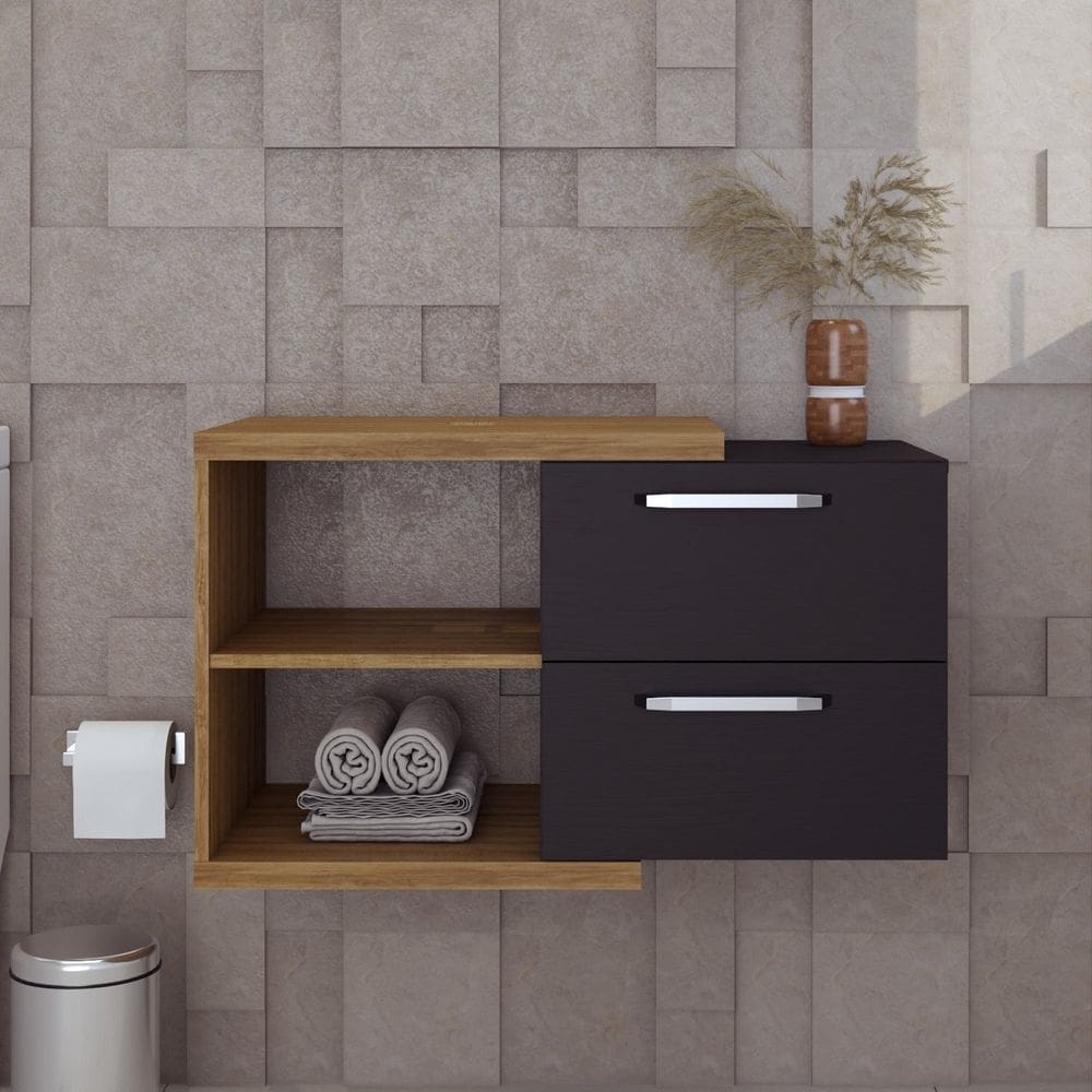 Armario Gabinete Nexus 83 cm Lâmina Mel/Preto Ônix