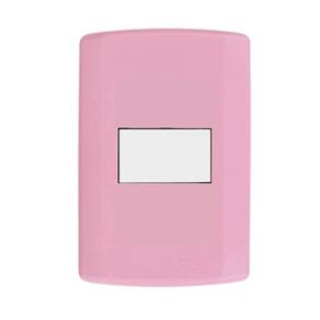 Interruptor de 1 Tecla Simples, Modular, com Placa 4x2 e Suporte Rosa