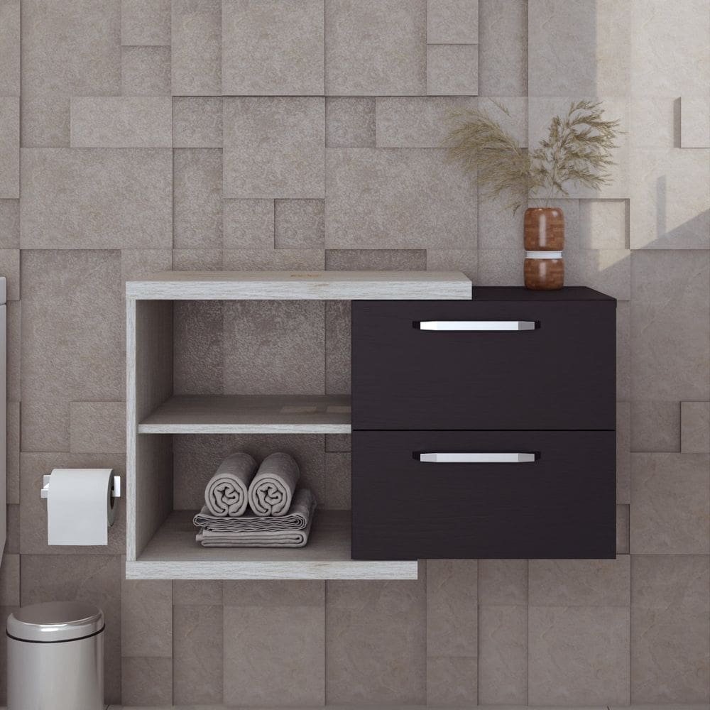 Armario Gabinete Nexus 83 cm Snow/Preto Ônix