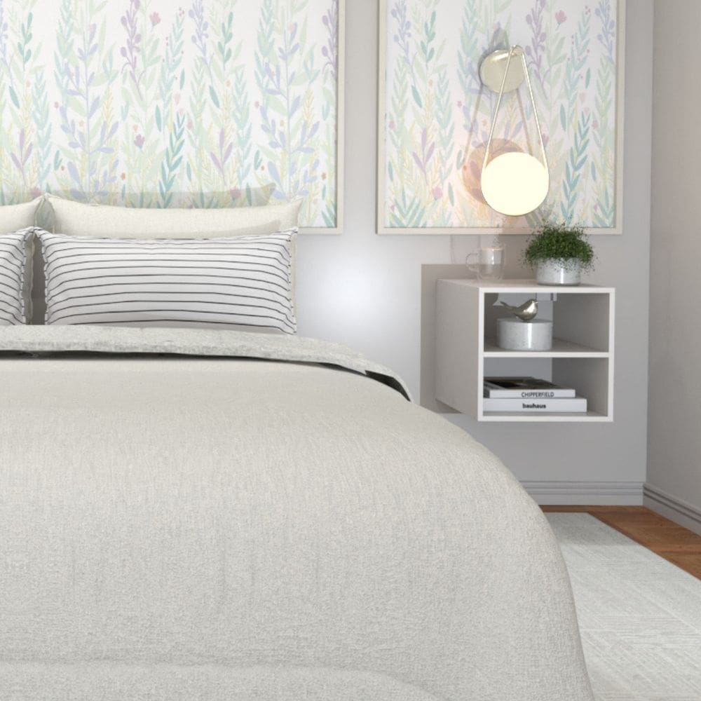 Mesa de Cabeceira Para Quarto / Nicho Suspenso com Prateleira Branco