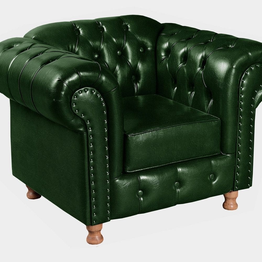 Poltrona Chesterfield Com Capitonê Luís XV Verde