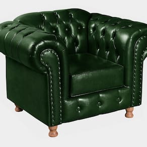 Poltrona Chesterfield Com Capitonê Luís XV Verde