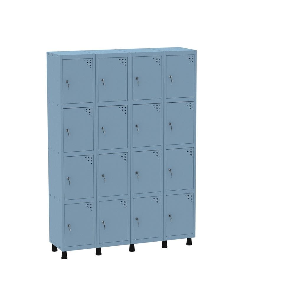 Armário Guarda Volume Locker Roupeiro 16 Portas Aço GRF 504/16 Azul Dali