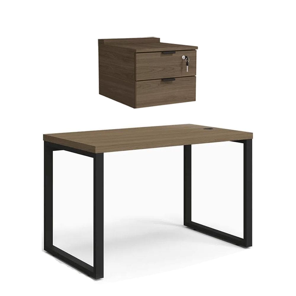 Mesa com Gaveteiro Escritório Home Office 1,2m 2 Gavetas Kappesberg