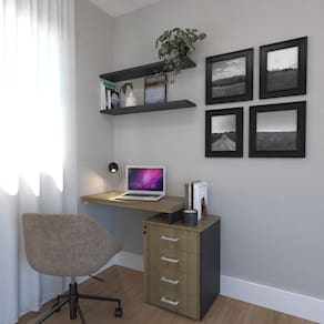 Escrivaninha Para Escritório e Home Office com 4 Gavetas Preto/Carvalho Mel