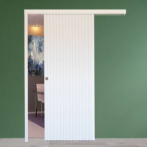 Kit Para Porta de Correr Ripada Branco 82cm com Fechadura Branco