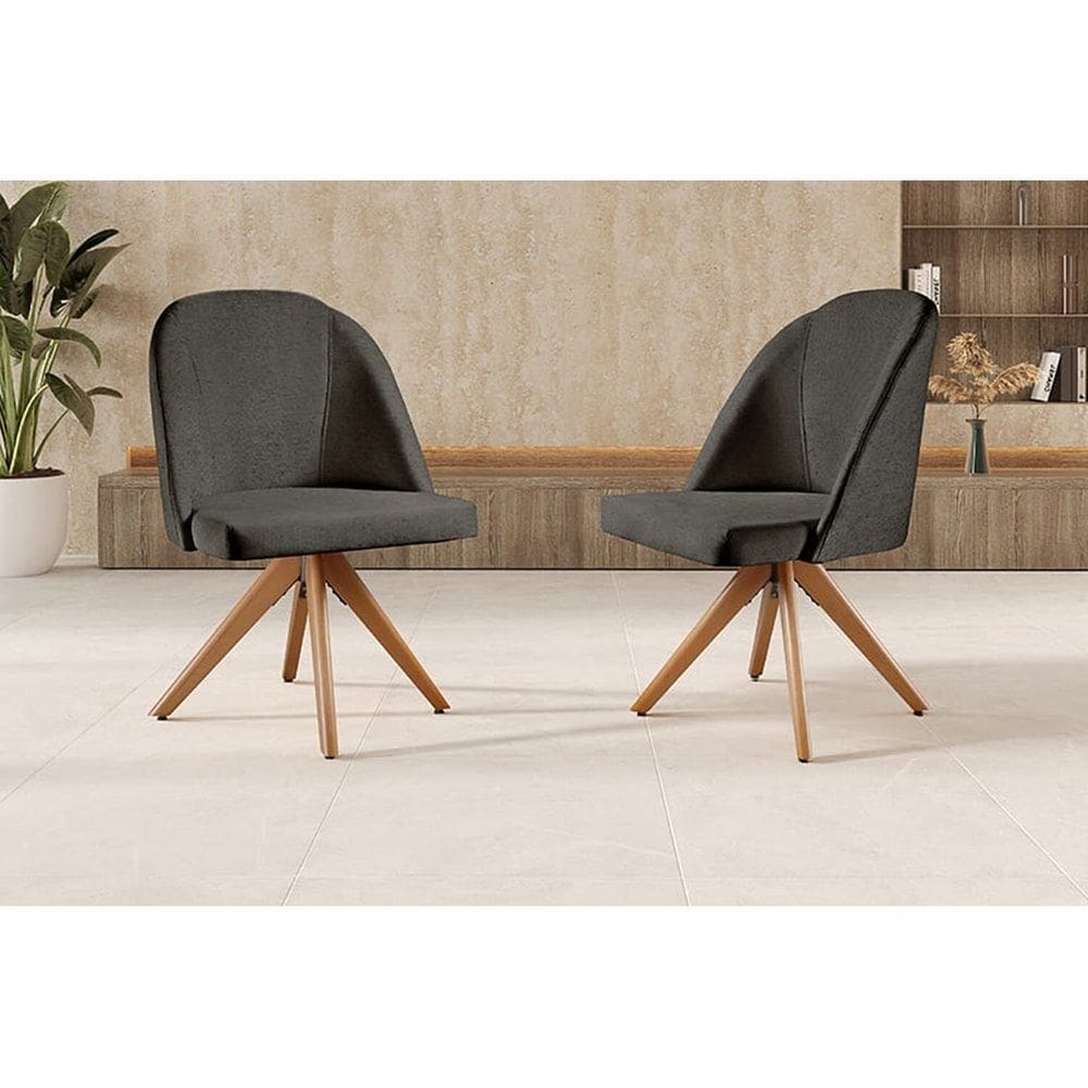 Kit 2 Poltronas Lua Giratória Preto