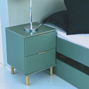 Mesa de Cabeceira 2 Gavetas Dm-125 Verde Oliva