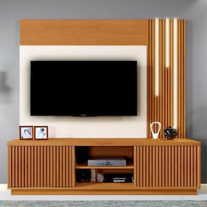 Estante para TV Até 75 Polegadas Logan 2 Portas com Led Naturalle/Off White - Mavaular