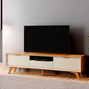 Rack para TV Até 75 Polegadas Austria 3 Gavetas Naturalle/Off White - Mavaular