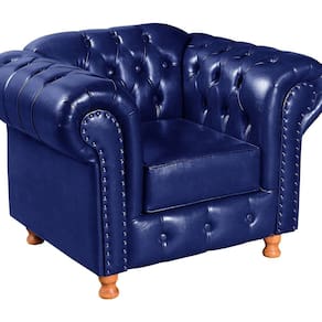 Poltrona Chesterfield Com Capitonê Luís XV Azul