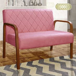 Sofá 2 Lugares Namoradeira Lara Decoração Sala Quarto Recepção Rosa