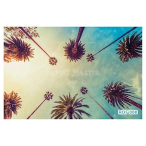 Papel De Teto Céu Azul Nuvem Árvores Palmeiras 3,5M Rof86