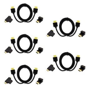 Cabo HDMI 1.4 - 1.8 Metros E Adaptador T + L Mutilaser WI289 - Kit com 5 Unidades