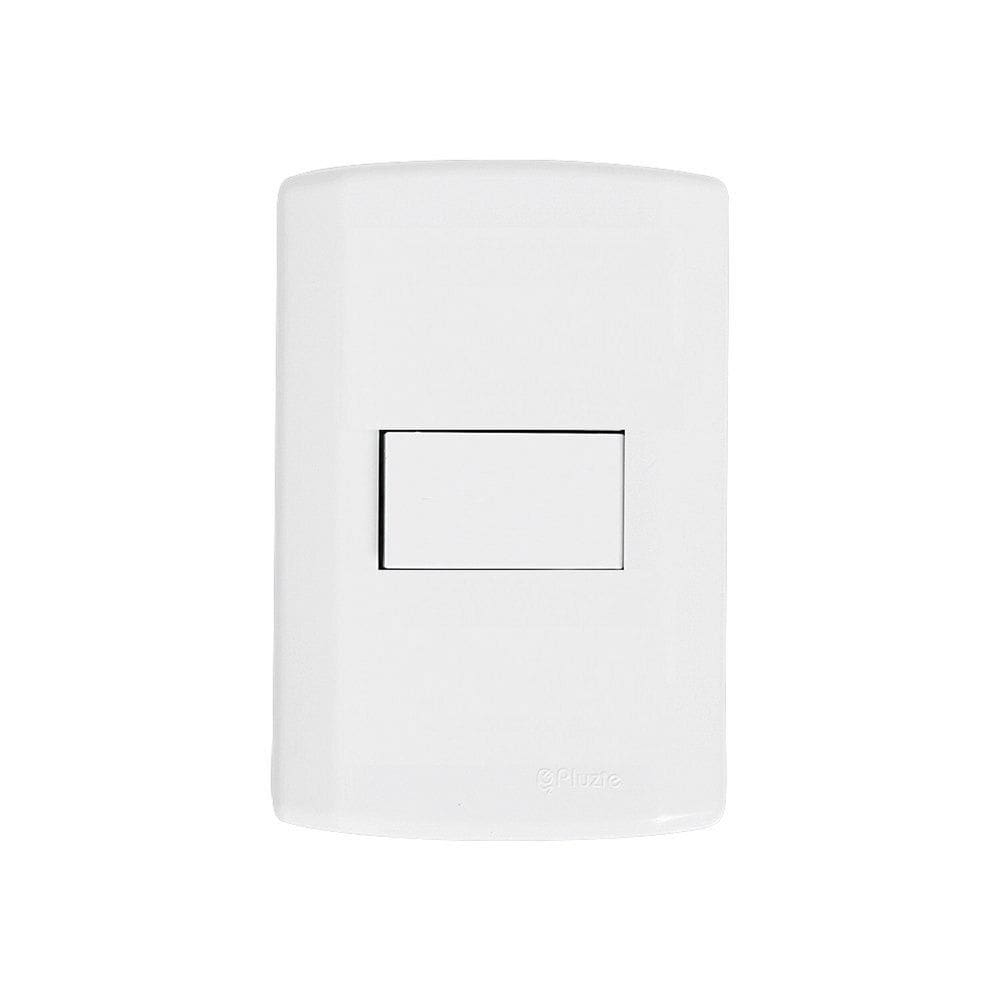 Interruptor de 1 Tecla Simples, Modular, com Placa 4x2 e Suporte Branco