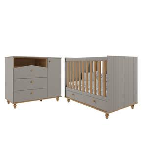 Jogo de Quarto Infantil Cômoda Casinha 1 Porta e Berço Americano Candy - Permóbili Baby