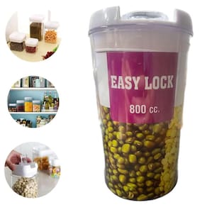 Pote Hermético Acrílico Redondo Grande 800Ml Cor Branco