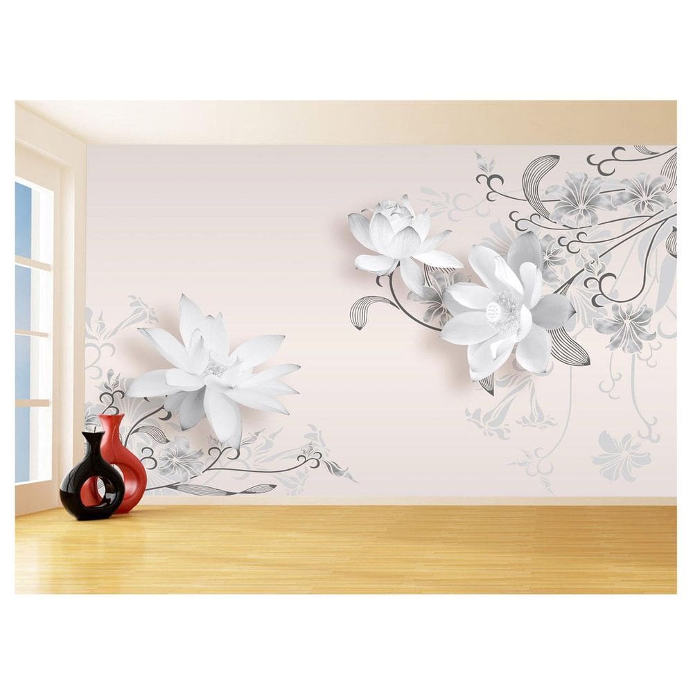Papel De Parede 3D Floral Textura Sala Flores 3,5M Xfl298