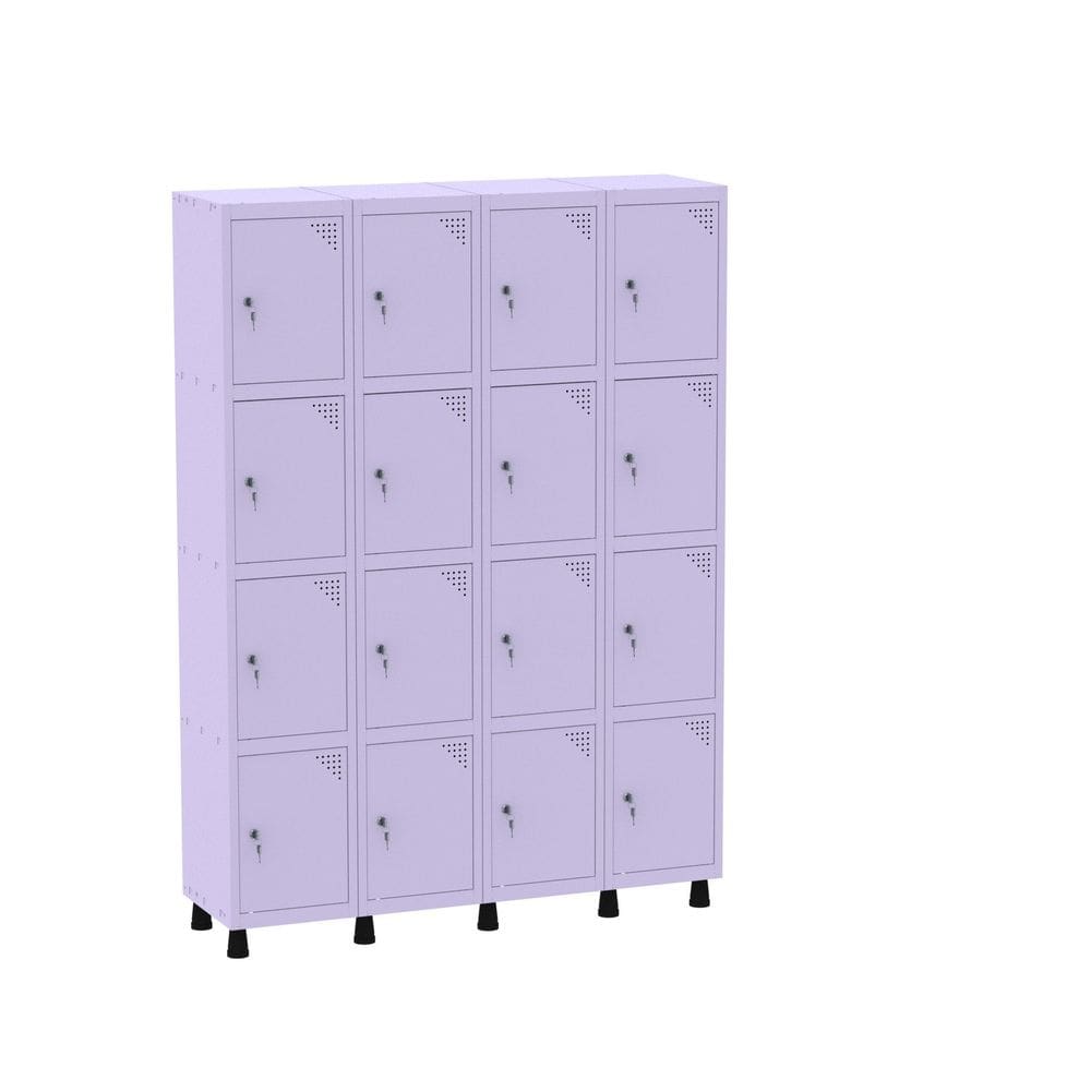 Armário Guarda Volume Locker Roupeiro 16 Portas Aço GRF 504/16 Lilaz