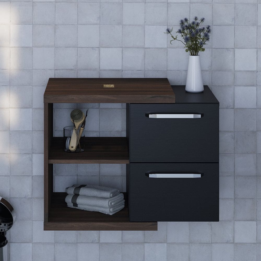 Armário Gabinete Nexus 65cm Contemporâneo Nogal/Preto Ônix
