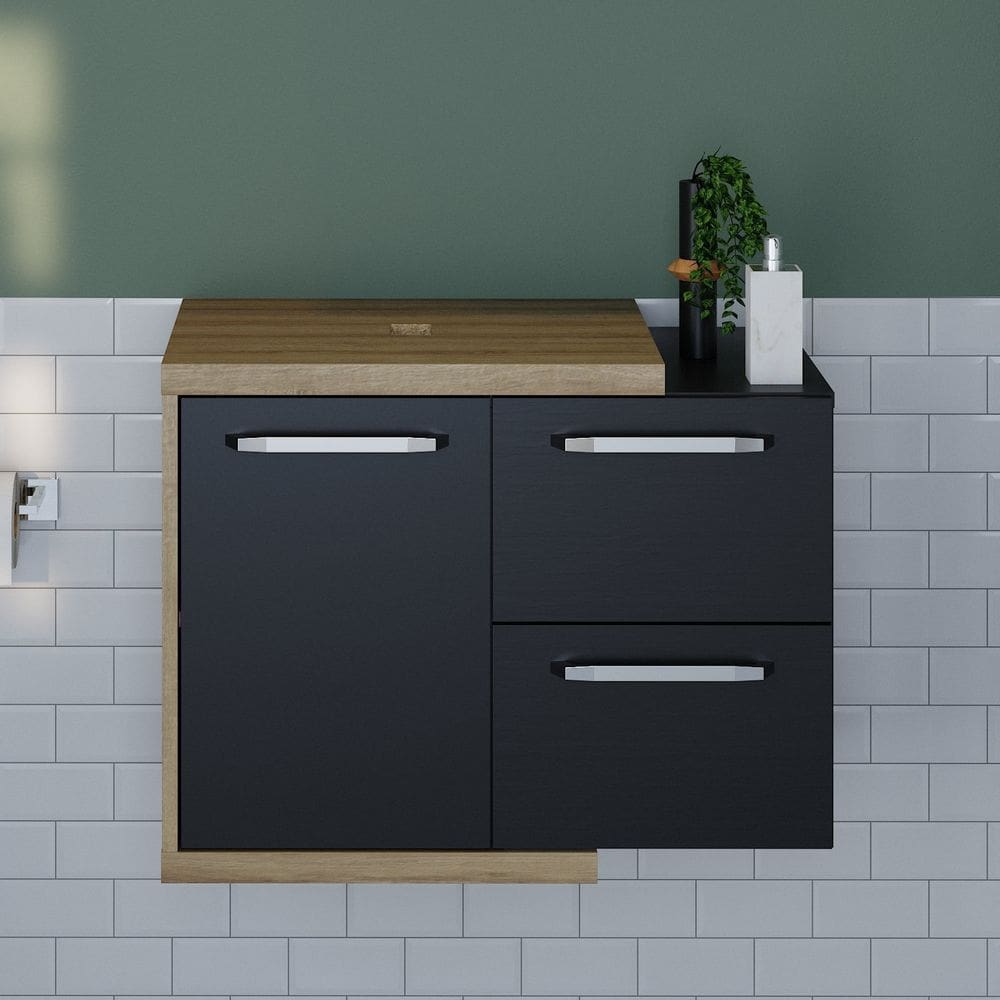 Armario Gabinete Nexus 65P Compace Lâmina Mel /Preto Ônix