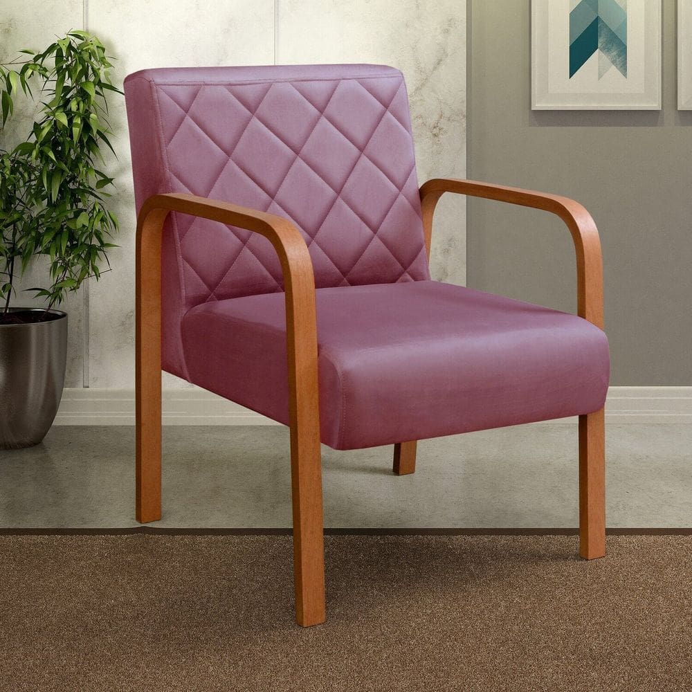 Kit 2 Poltronas Cadeira Decorativa Sala, Recepção Lara Roxo