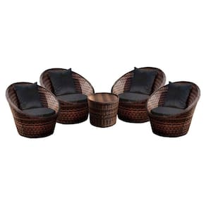 Conjunto De Poltronas Bola 4 Poltronas + 1 Mesa Centro Preto