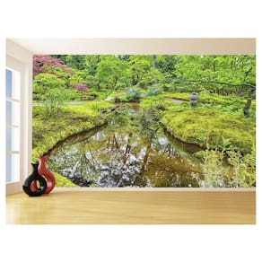 Papel De Parede Jardim Rio Flores Lago Árvores 3,5M Jjp51