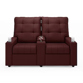 Poltrona Reclinável Para Cinema Parma 2 Lugares Baú USB Veludo Vinho FH1 - D`Rossi
