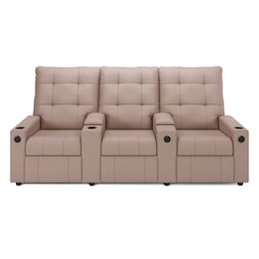 Poltrona Reclinável Para Cinema Parma 3 Lugares Baú USB Veludo Rosê FH1 - D`Rossi