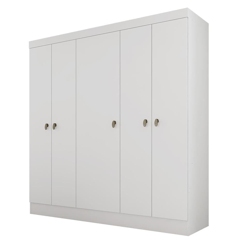 Guarda Roupa Solteiro Helena 5 Portas Branco - Móveis Arapongas