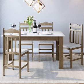 Conjunto Sala de Jantar Mesa Fixa com 4 Cadeiras Ameixa Negra