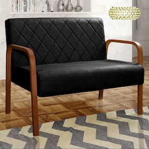 Sofá 2 Lugares Namoradeira Lara Decoração Sala Quarto Recepção Preto