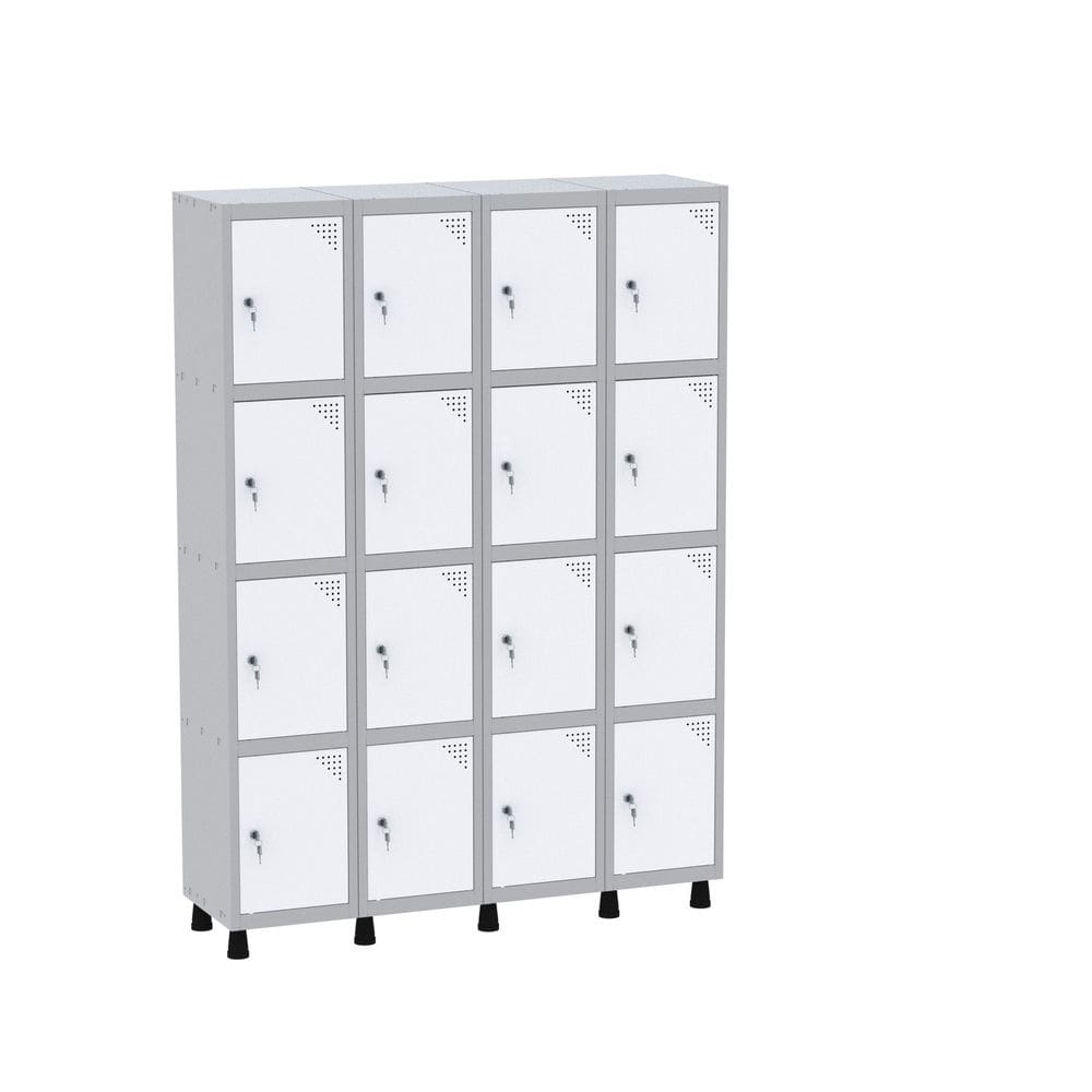 Armário Guarda Volume Locker Roupeiro 16 Portas Aço GRF 504/16 Cinza/Branco
