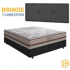 Cama Box + Cabeceira Painel Iris e Colchão Casal - Classic Molas Ensacadas 138cm
