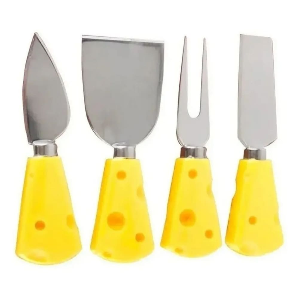 Jogo Utensílios Para Queijo 4 Peças Facas Espátula Garfo