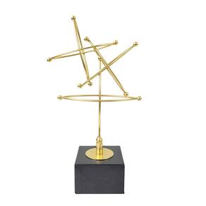 Escultura Abstrata Dourada Geométrica 29X15X8Cm