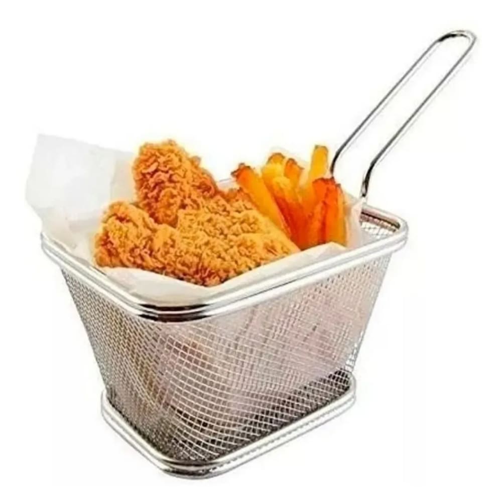 2 Mini Cesto Em Inox Para Servir Batata Frita Porções Frango