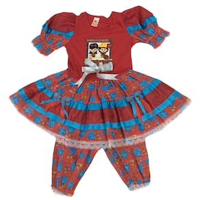 Vestido infantil junino caipirinha e short Gugudada vermelho
