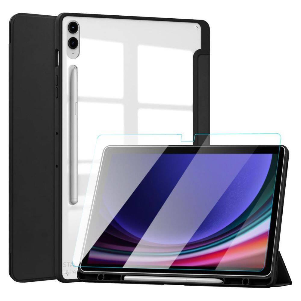 Capa slot caneta p/ galaxy tab s9 plus + vidro preto 12.4 - 2023
