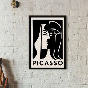 Quadro Decorativo Picasso - Preto No Branco 45X34Cm - Vidro