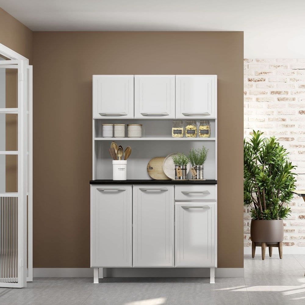 Armário de Cozinha Aço Topázio 6 Portas 1 Gaveta Branco - Telasul