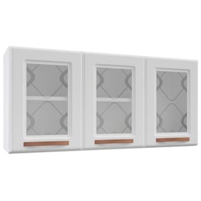 Armário Aéreo Cozinha Aço Mirage New 3 Portas com Vidro Branco - Telasul