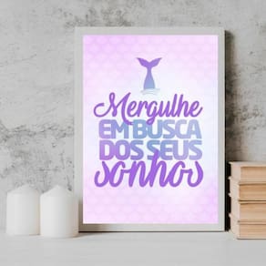 Quadro Sereia Busque Seus Sonhos 45X34Cm Branca