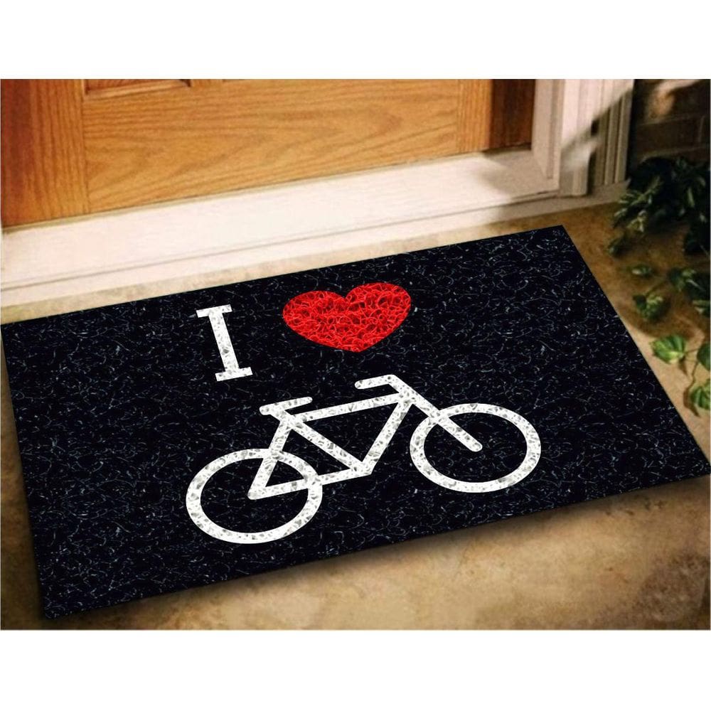 Tapete capacho decorativo i love bike 60x40 entrada porta