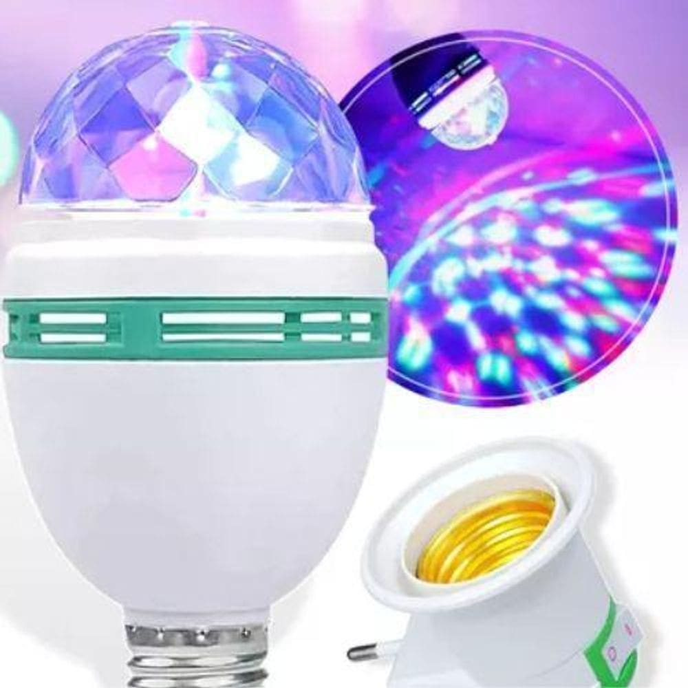 Lâmpada giratória colorida led festa rgb balada